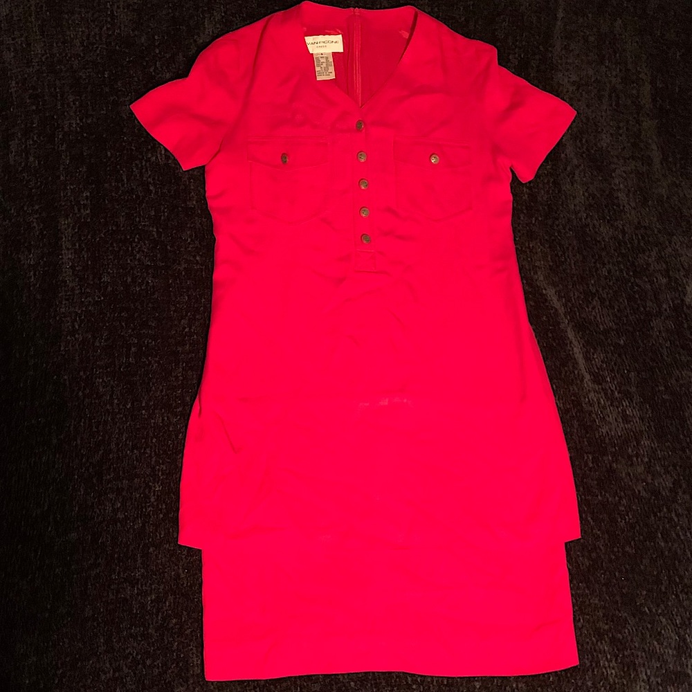 EVAN PICONE Red Double Layer Button Dress Size 8